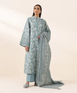 3 Piece - Embroidered Light Khaddar Suit