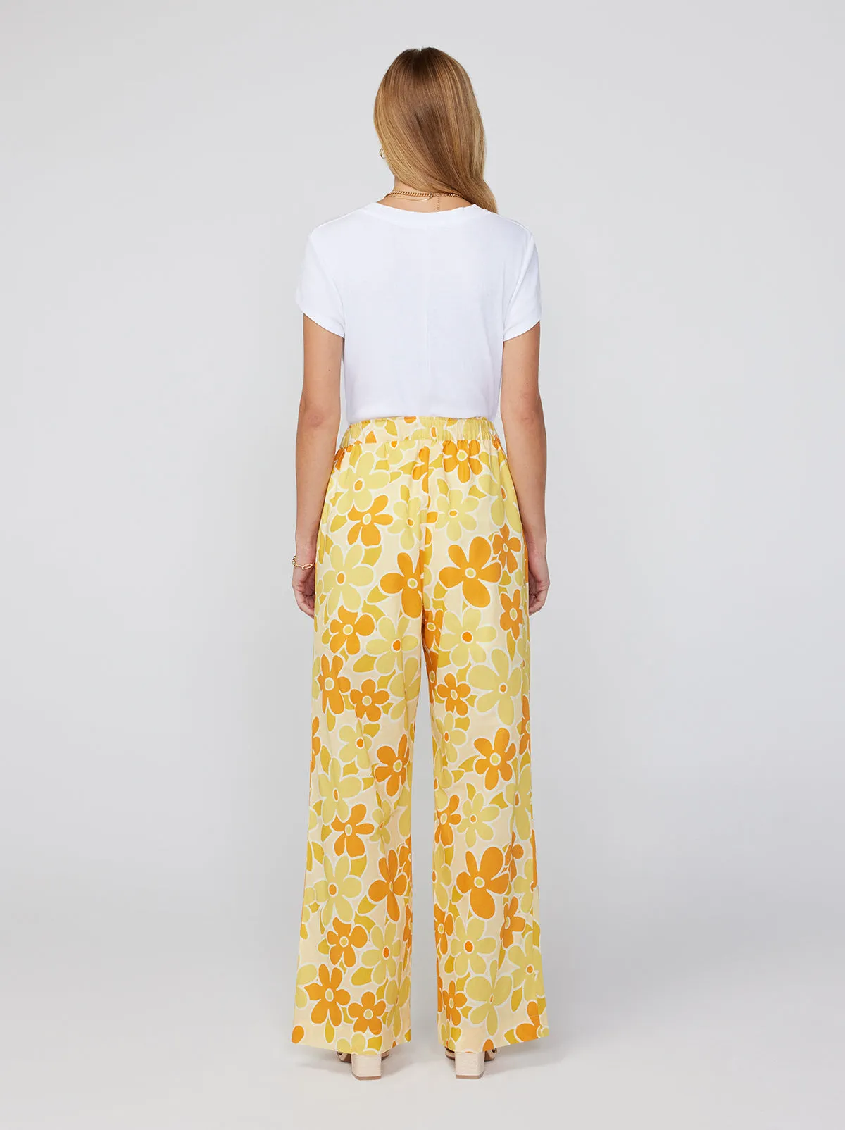 Alba Yellow Floral Print Drawstring Trousers