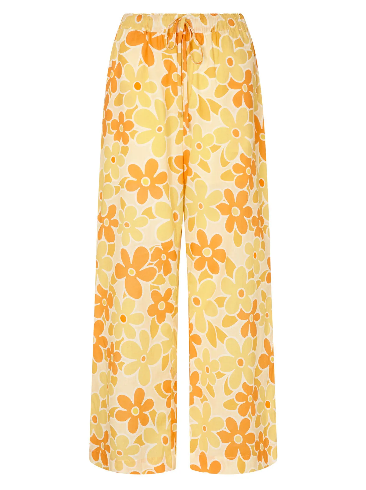Alba Yellow Floral Print Drawstring Trousers