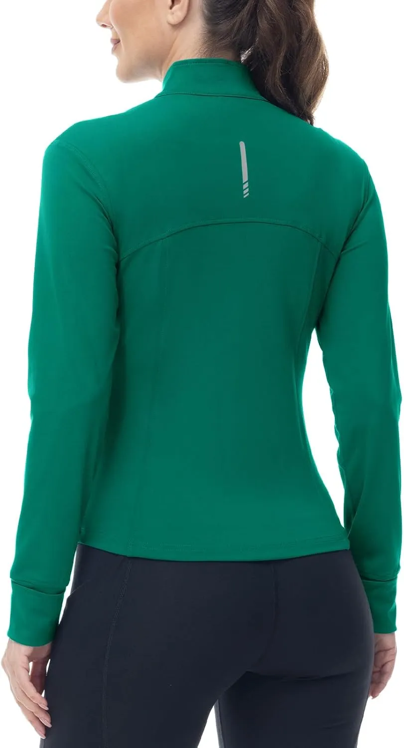 BGOWATU Women's Workout Jacket Lightweight Zip up Running Athletic Jackets with Thumb Holes