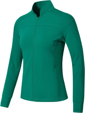 BGOWATU Women's Workout Jacket Lightweight Zip up Running Athletic Jackets with Thumb Holes