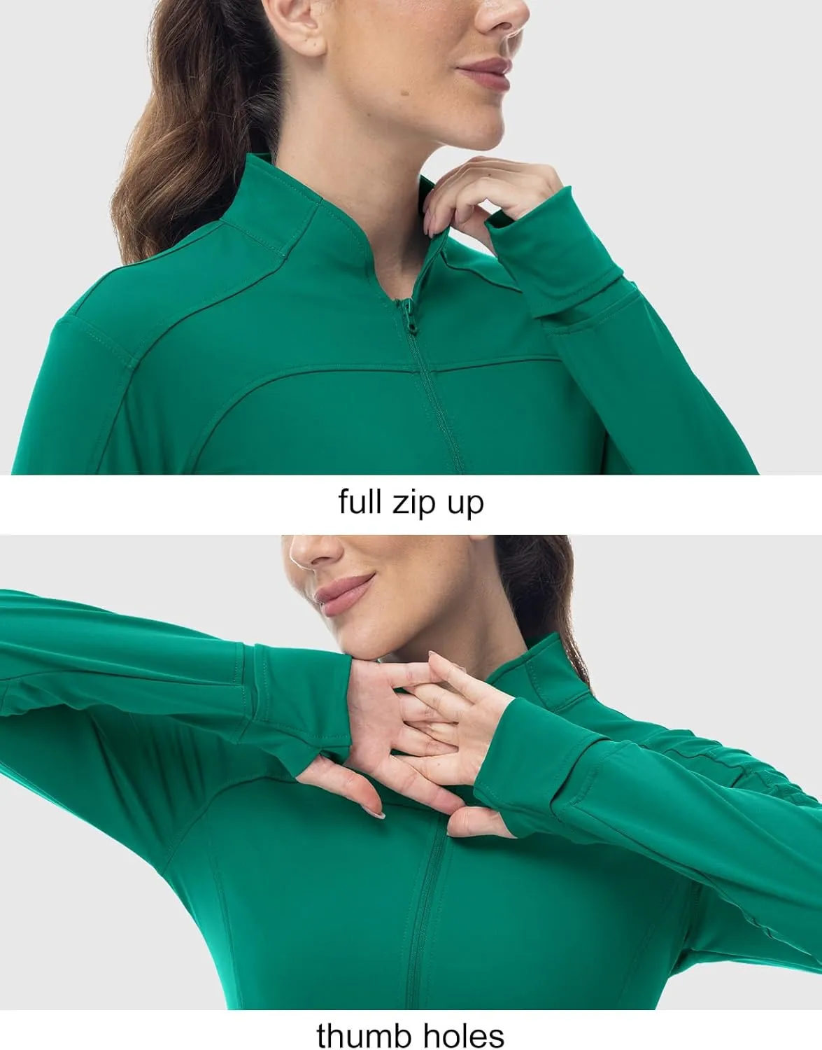 BGOWATU Women's Workout Jacket Lightweight Zip up Running Athletic Jackets with Thumb Holes