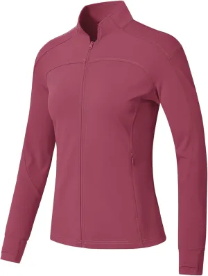 BGOWATU Women's Workout Jacket Lightweight Zip up Running Athletic Jackets with Thumb Holes