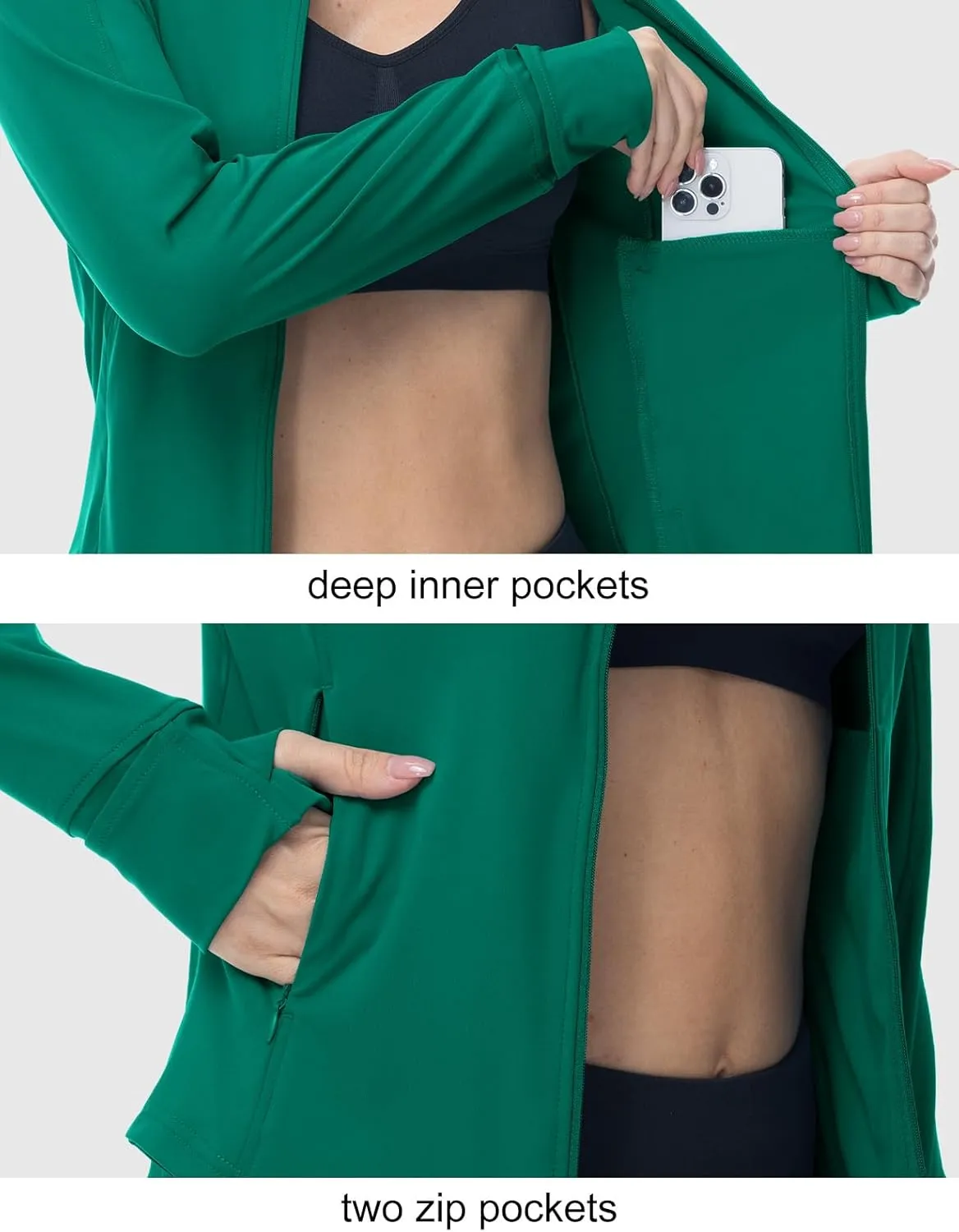 BGOWATU Women's Workout Jacket Lightweight Zip up Running Athletic Jackets with Thumb Holes