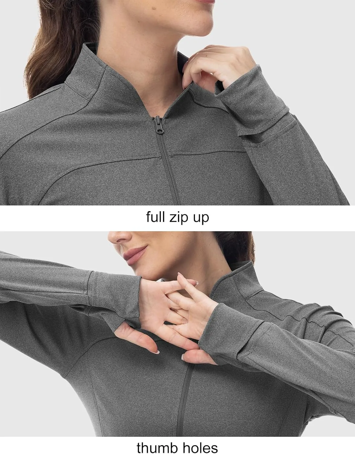 BGOWATU Women's Workout Jacket Lightweight Zip up Running Athletic Jackets with Thumb Holes