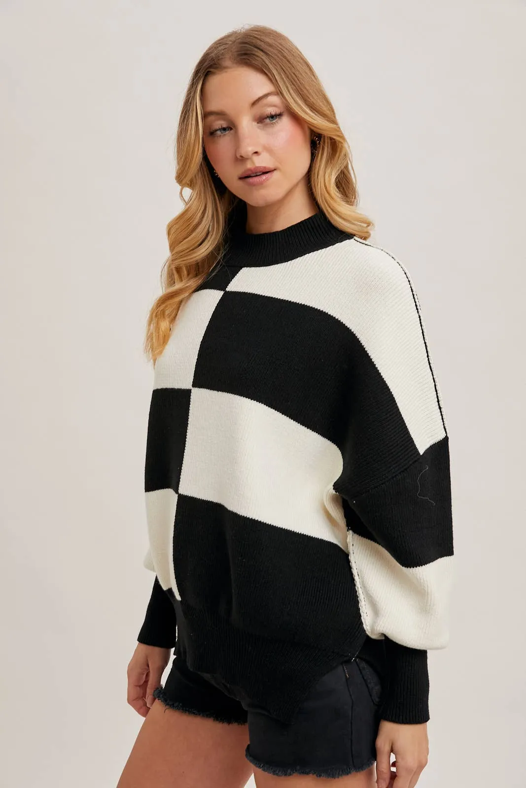 Black Color Block Sweater