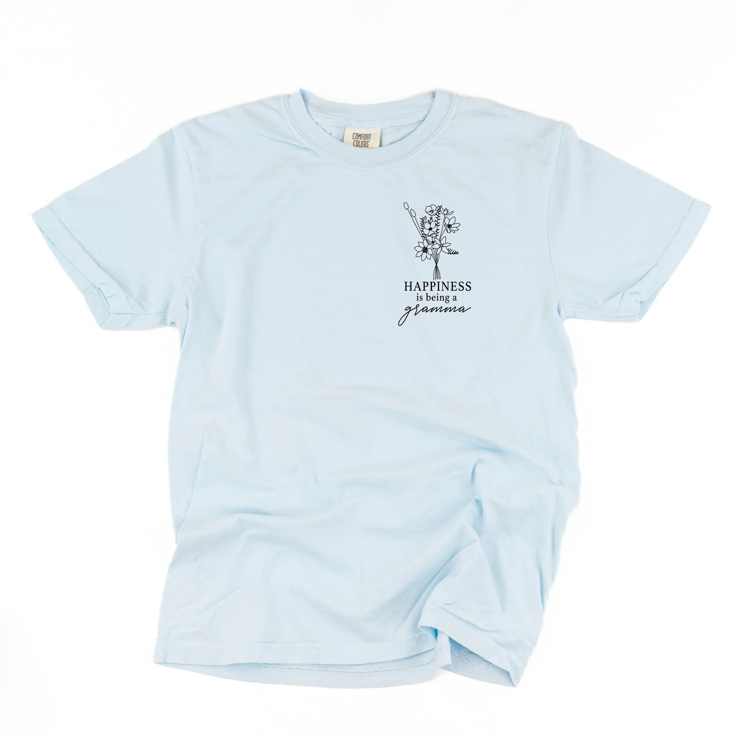 Bouquet Style - Happiness is Being a GRAMMA - SHORT SLEEVE COMFORT COLORS TEE