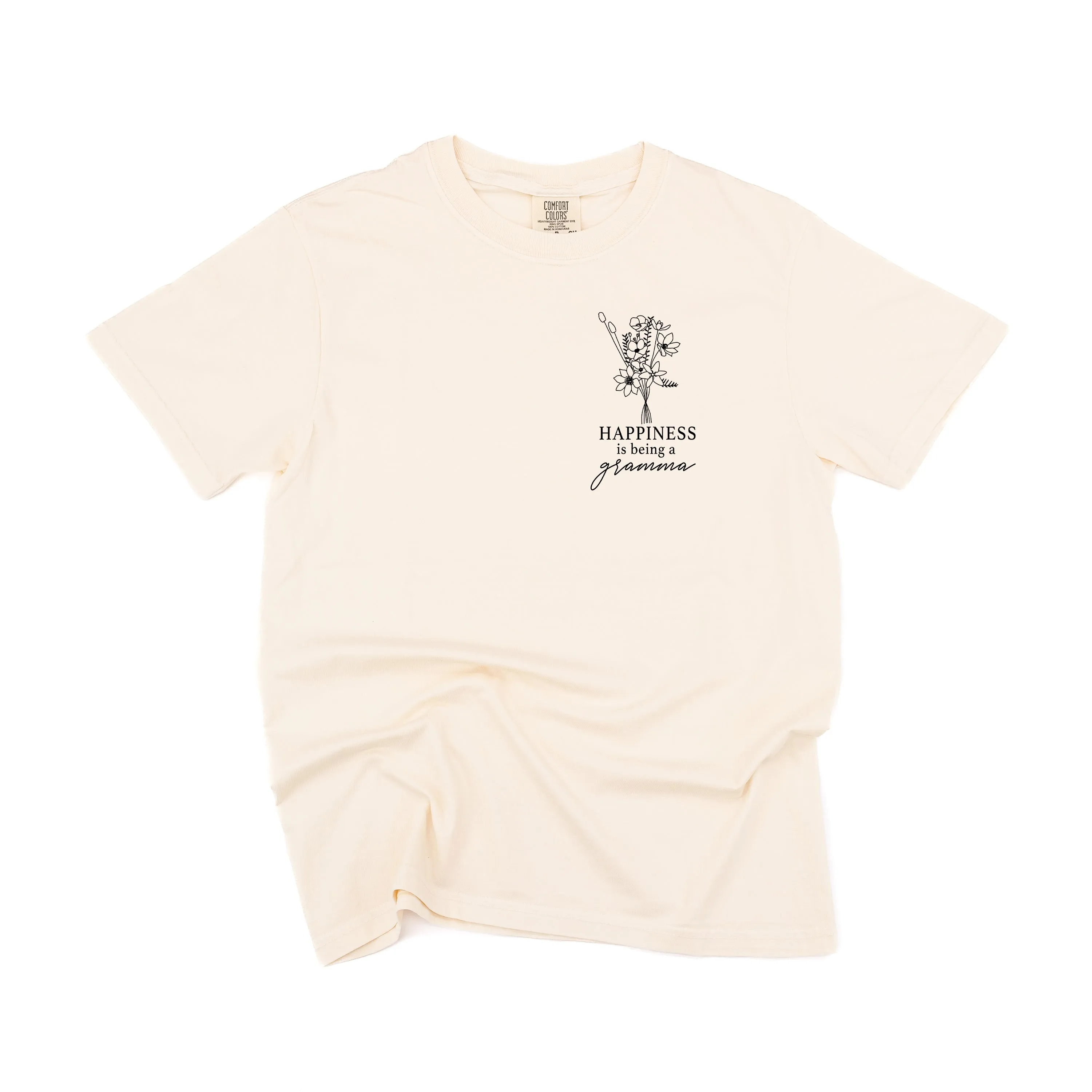 Bouquet Style - Happiness is Being a GRAMMA - SHORT SLEEVE COMFORT COLORS TEE