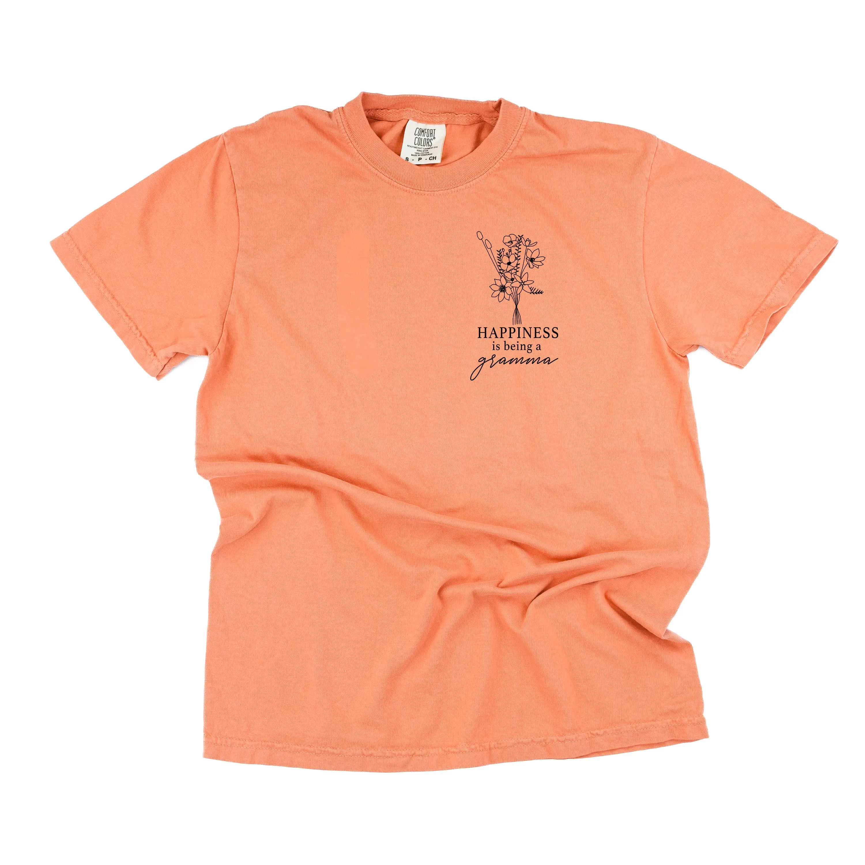 Bouquet Style - Happiness is Being a GRAMMA - SHORT SLEEVE COMFORT COLORS TEE