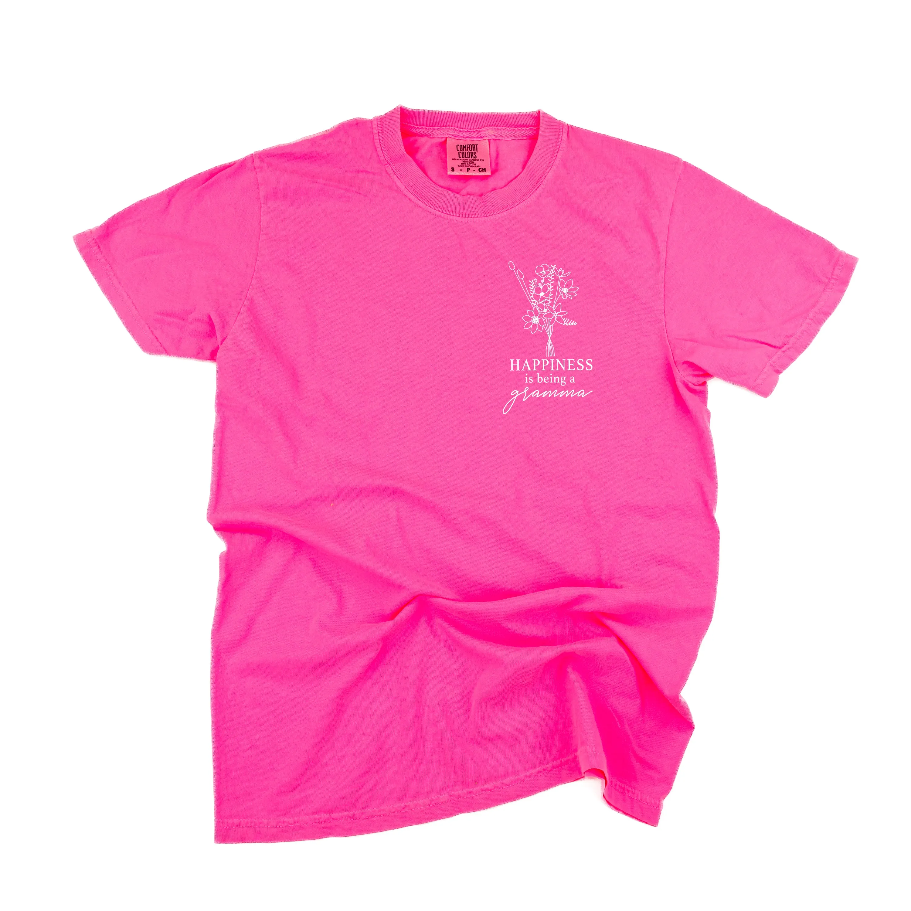 Bouquet Style - Happiness is Being a GRAMMA - SHORT SLEEVE COMFORT COLORS TEE