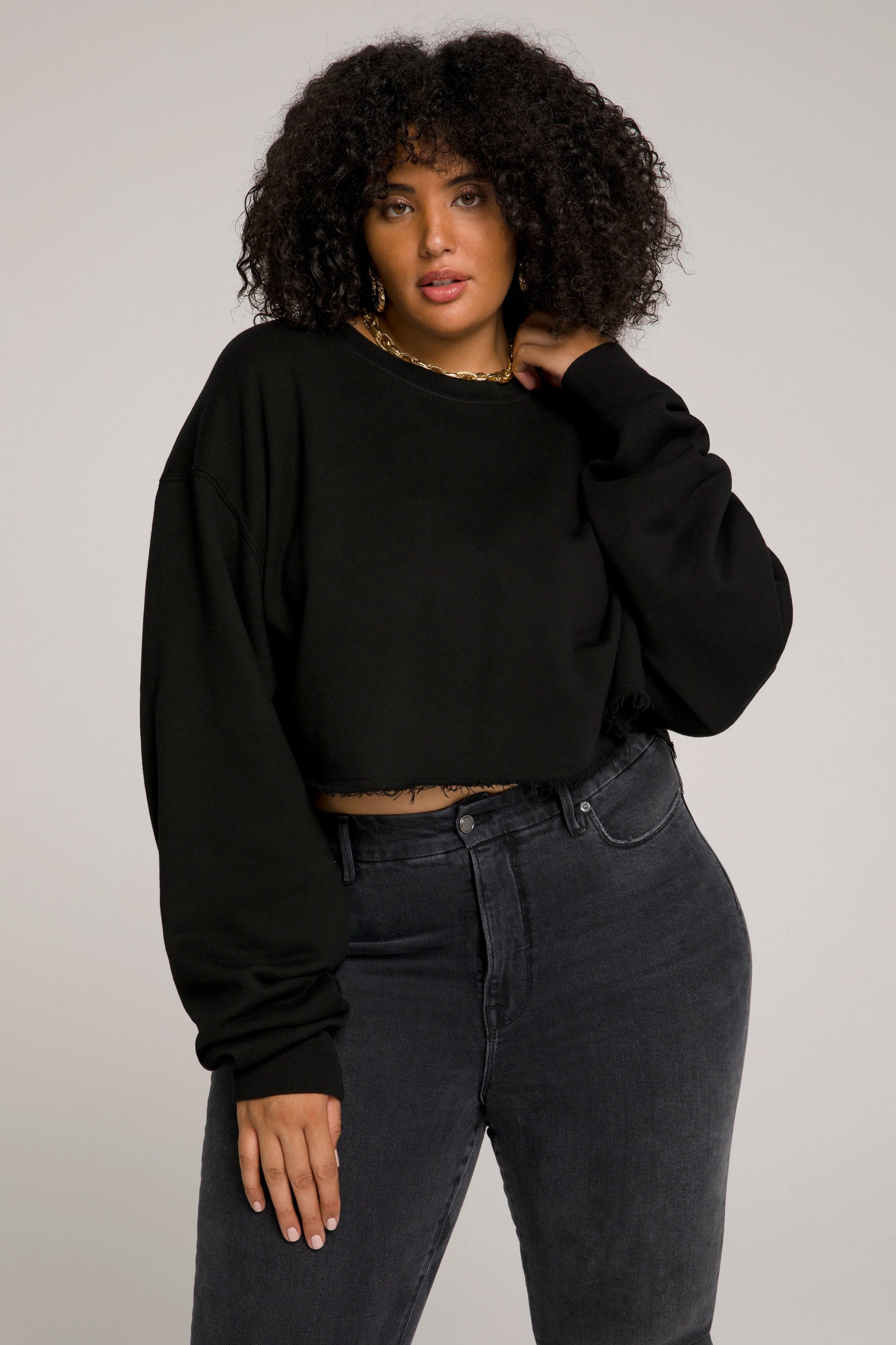 CROPPED & COOL SWEATSHIRT | BLACK001