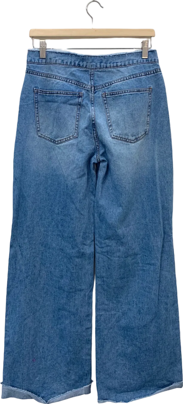 Fashion Nova Blue Distressed Wide Leg Jeans W1