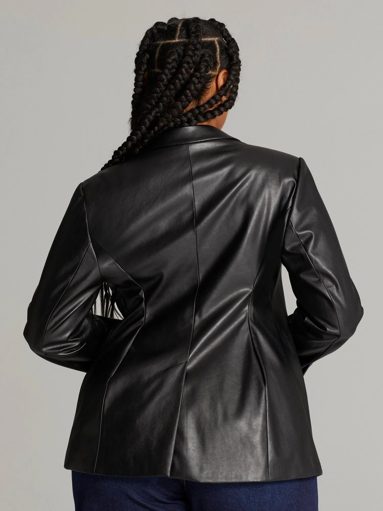 Fashion To Figure - Jette Faux Leather Blazer