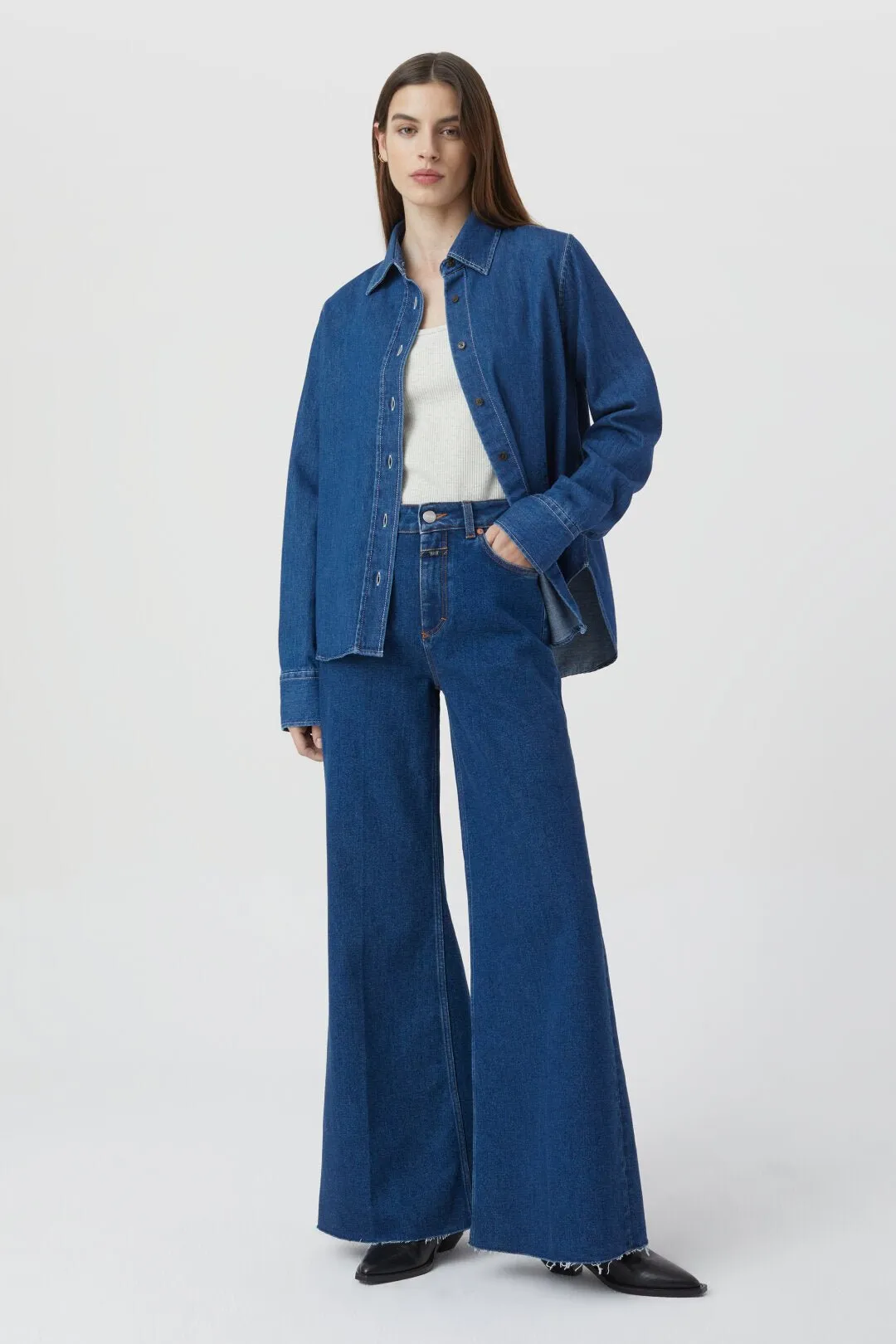 Glow-up High Waisted Flare Jean - Dark Blue