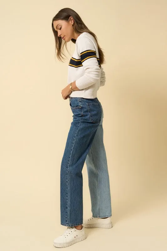 HIGH WAISTED CROSSOVER STRAIGHT JEANS *Online Only*