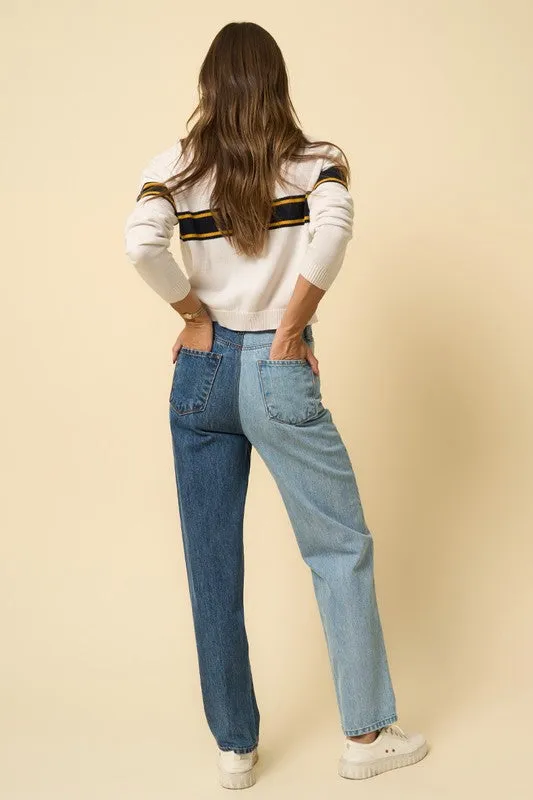 HIGH WAISTED CROSSOVER STRAIGHT JEANS *Online Only*