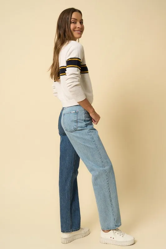 HIGH WAISTED CROSSOVER STRAIGHT JEANS *Online Only*