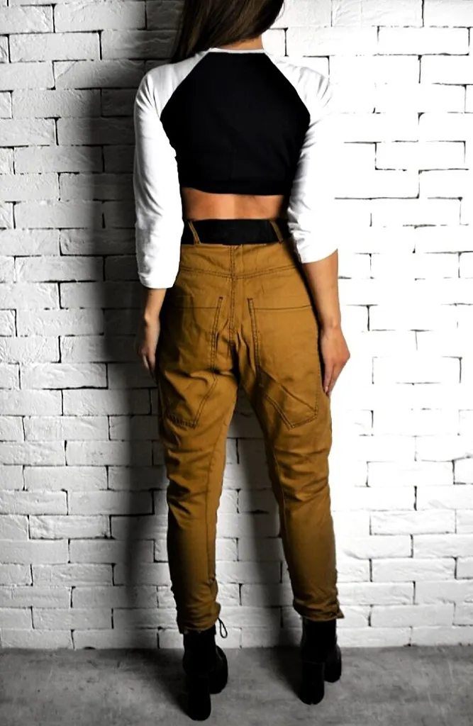 High Waisted Twisted Jeans - Tan