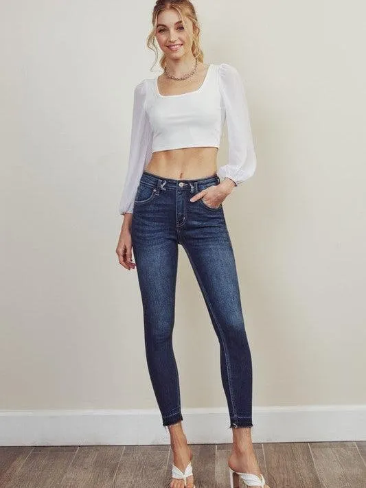 Kancan USA T-Shirt and Jeans Kinda Girl High-Rise Ankle Skinny Jeans