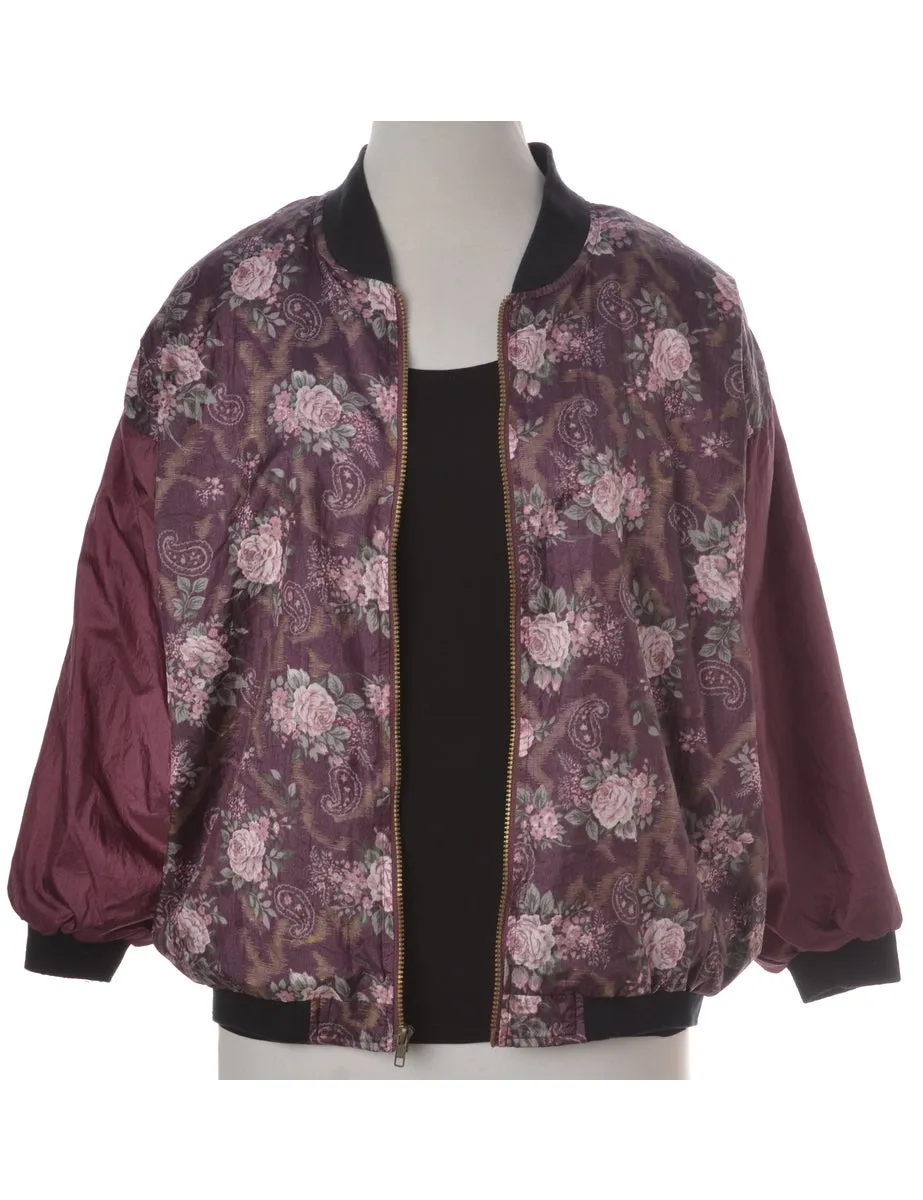 Label Floral Print Bomber Jacket
