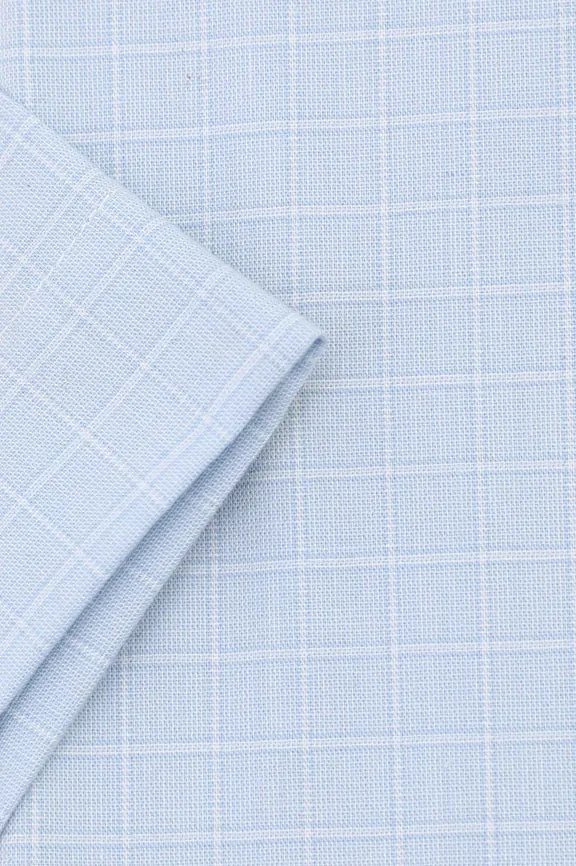 Light Blue Check Formal Shirt (Half Sleeves)