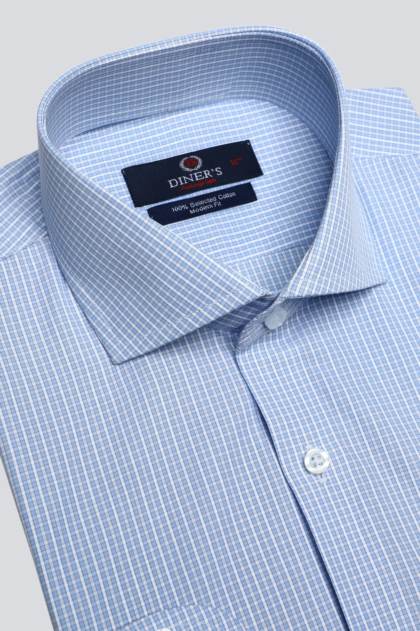 Light Blue Mini-Check Formal Autograph Shirt