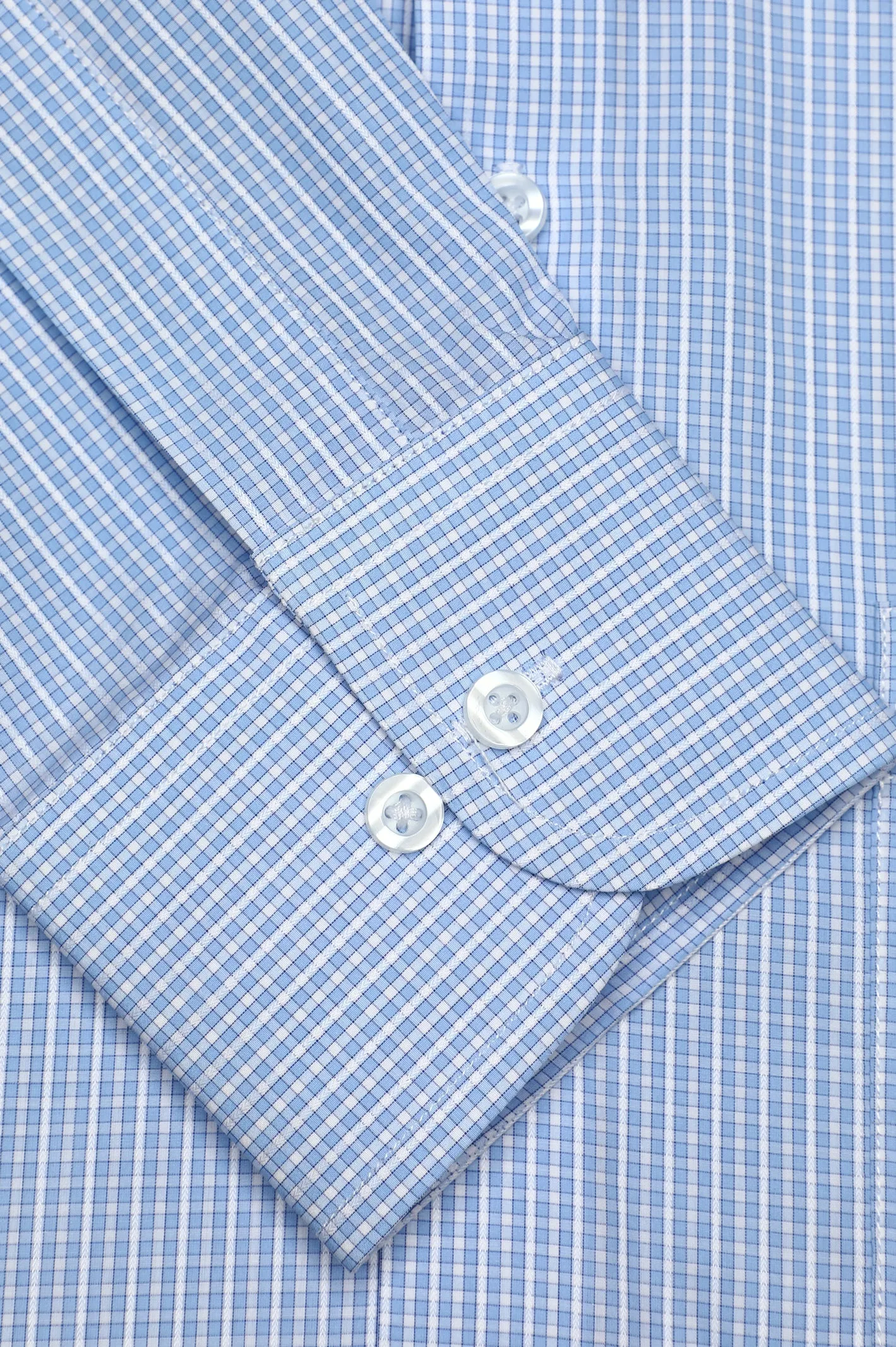 Light Blue Mini-Check Formal Autograph Shirt
