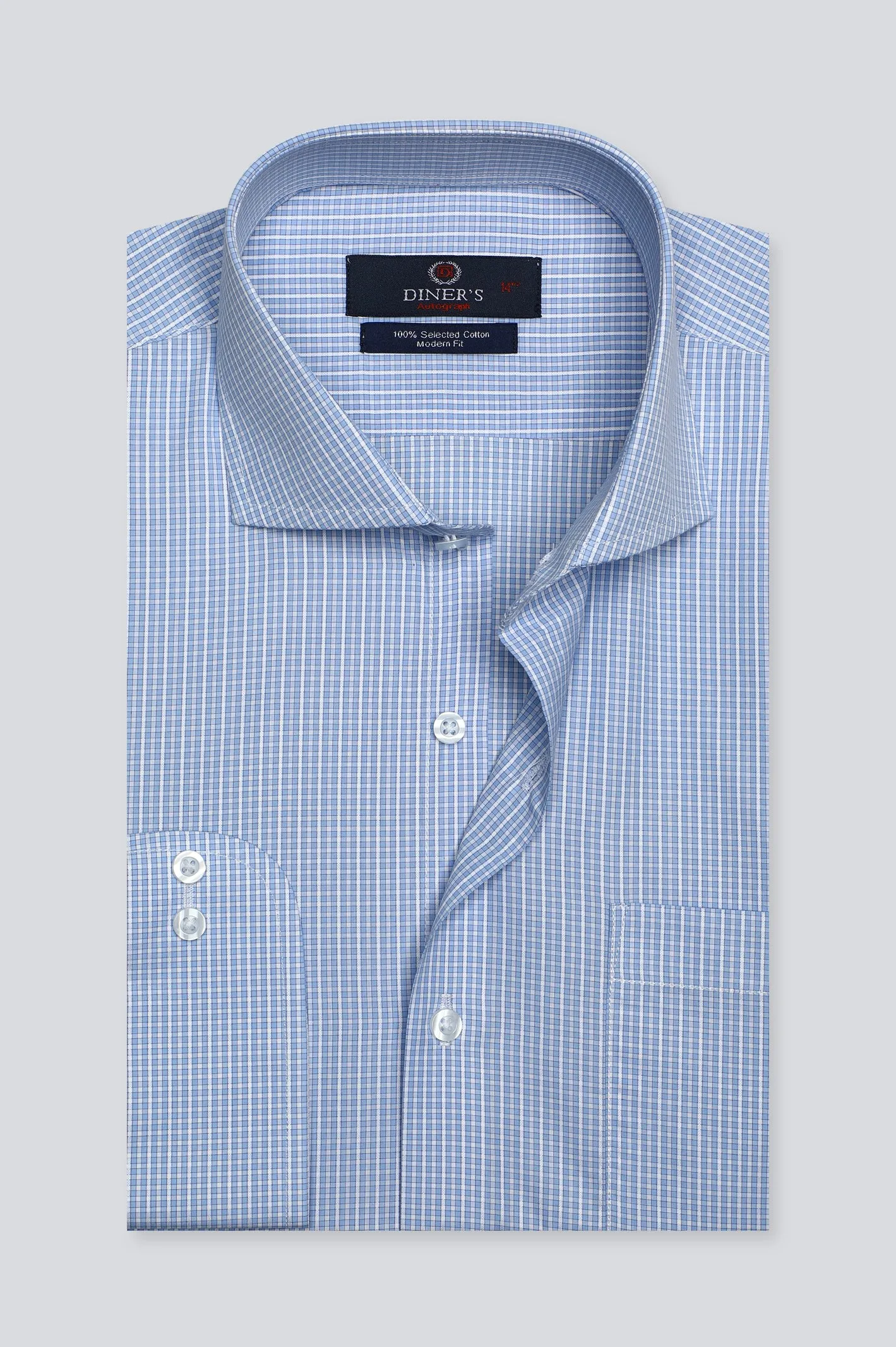 Light Blue Mini-Check Formal Autograph Shirt