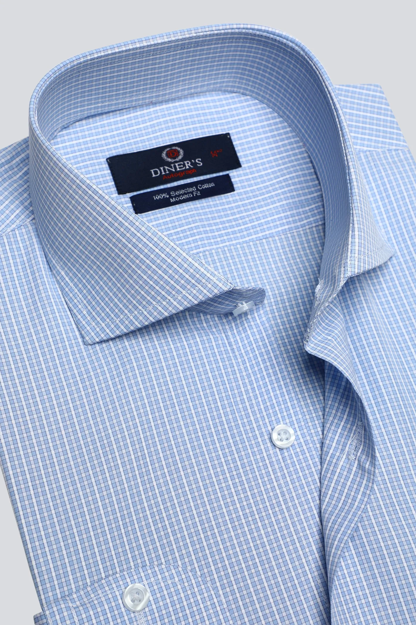 Light Blue Mini-Check Formal Autograph Shirt