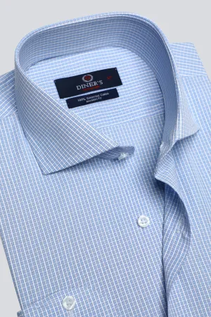 Light Blue Mini-Check Formal Autograph Shirt