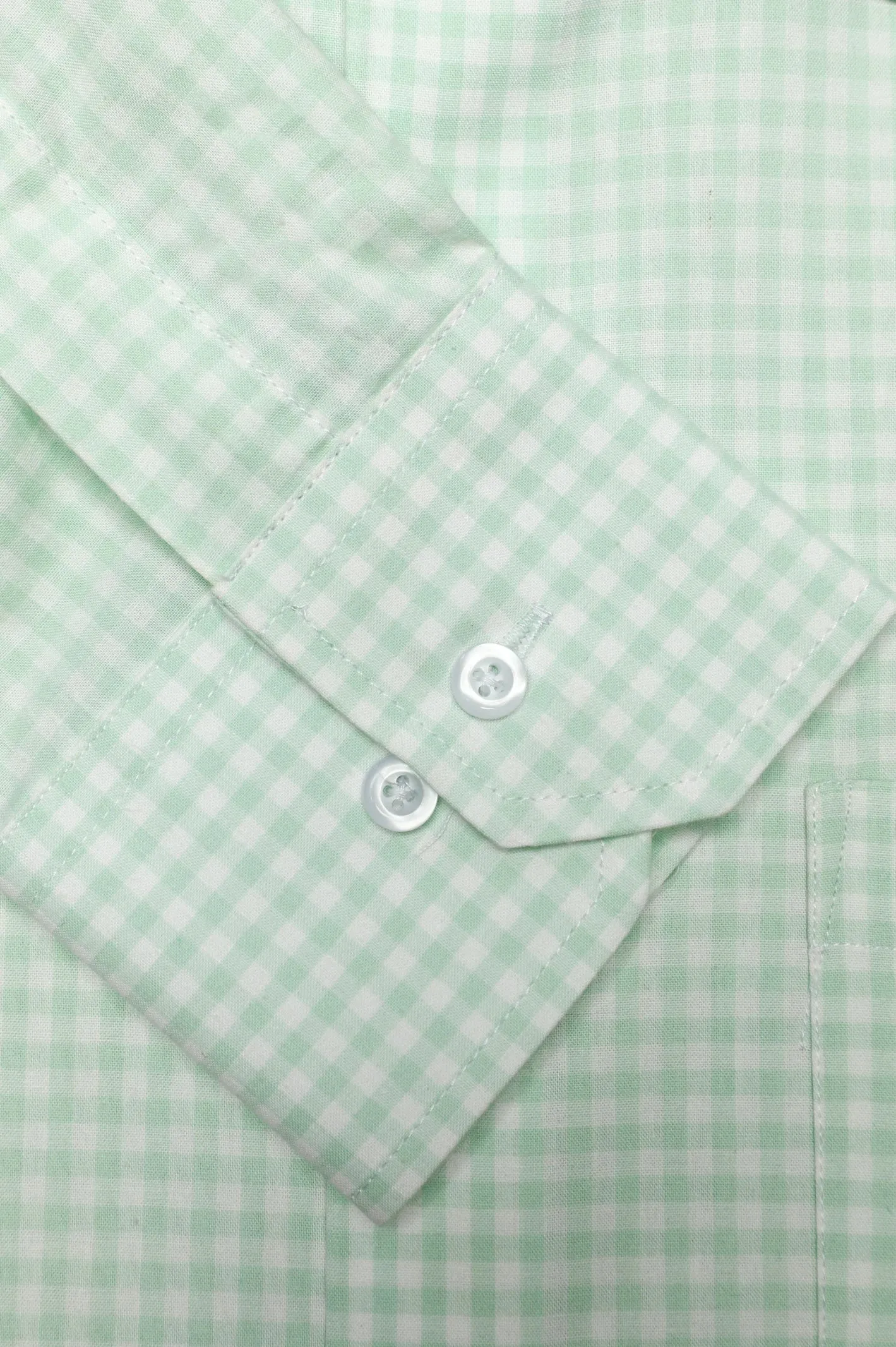 Light Green Gingham Check Formal Shirt