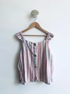 Linen Blend Stripe Top // 14-16Y