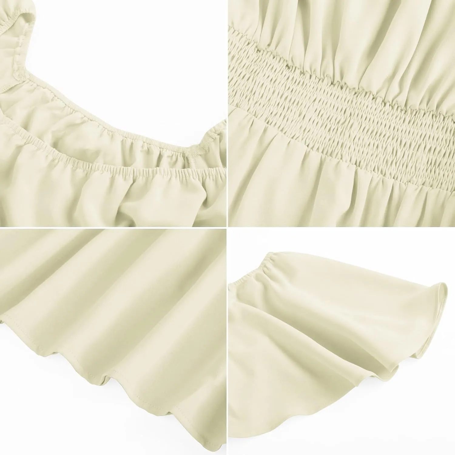 Long Dresses for Women Milkmaid Dress 2025 Trendy Short Sleeve Square Neck Smocked Waist Vacation Tiered Flowy Maxi Dress