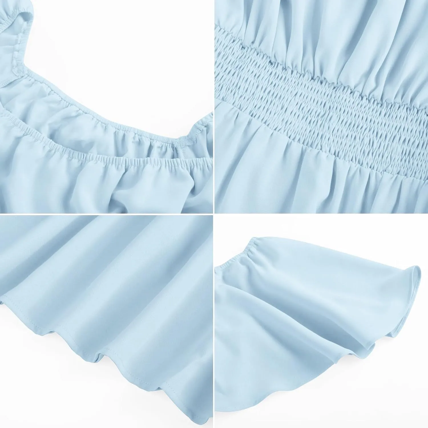 Long Dresses for Women Milkmaid Dress 2025 Trendy Short Sleeve Square Neck Smocked Waist Vacation Tiered Flowy Maxi Dress