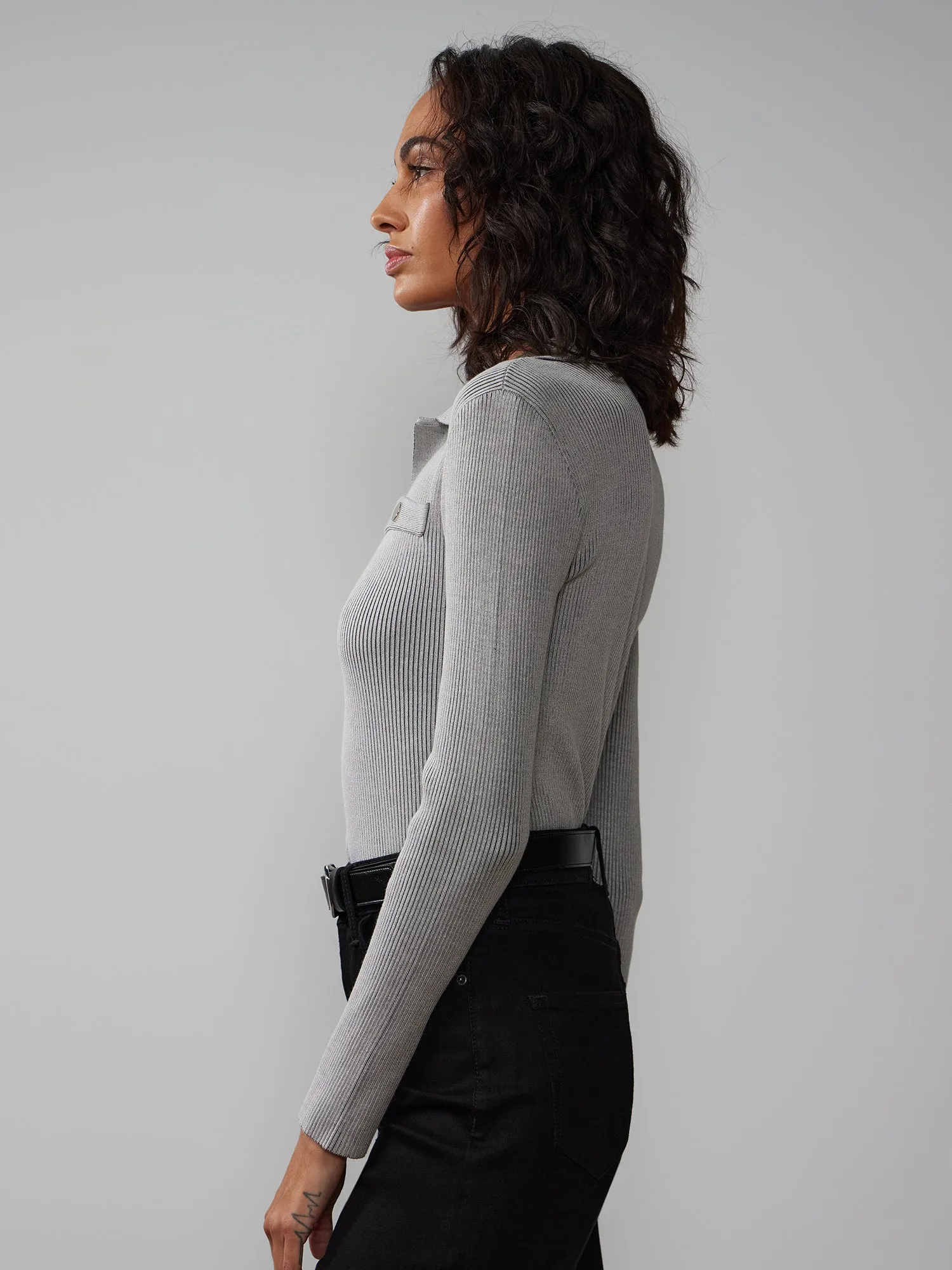 Long Sleeve Rib Knit Sweater