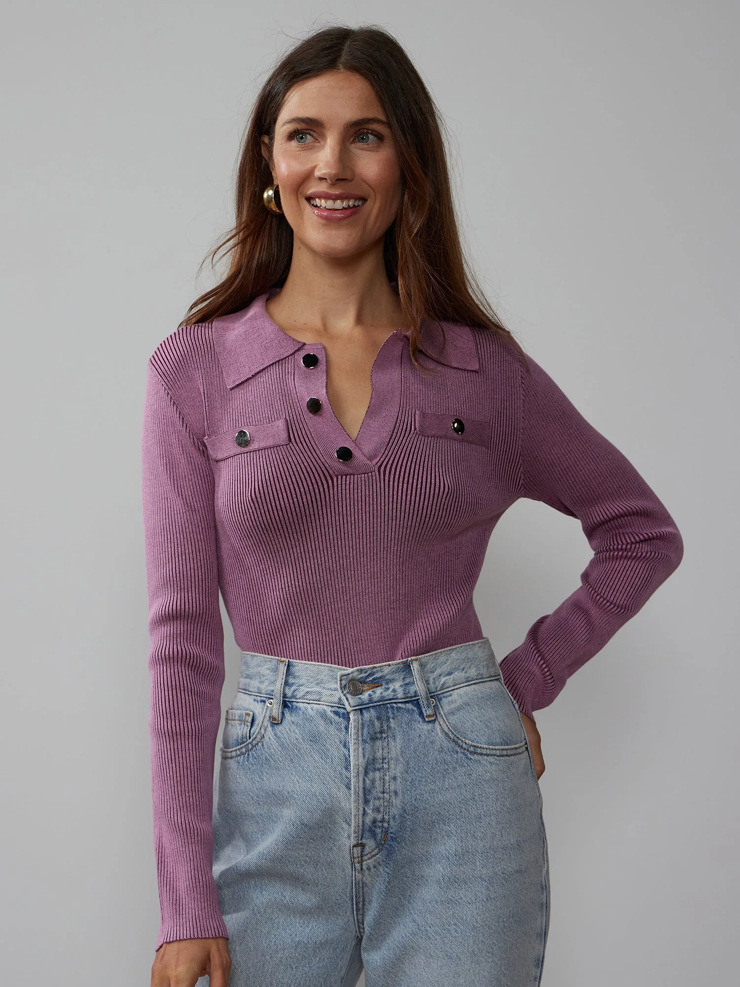 Long Sleeve Rib Knit Sweater