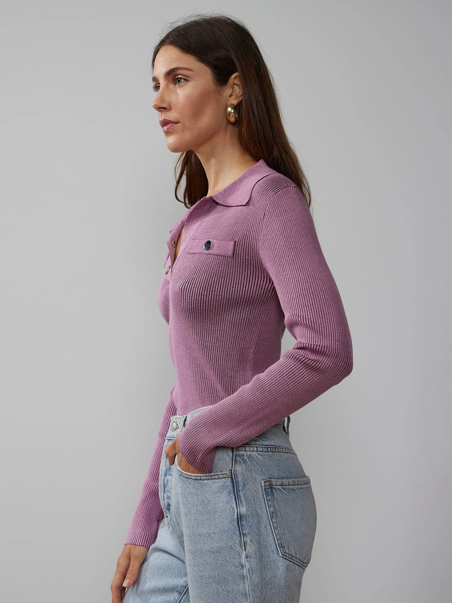 Long Sleeve Rib Knit Sweater