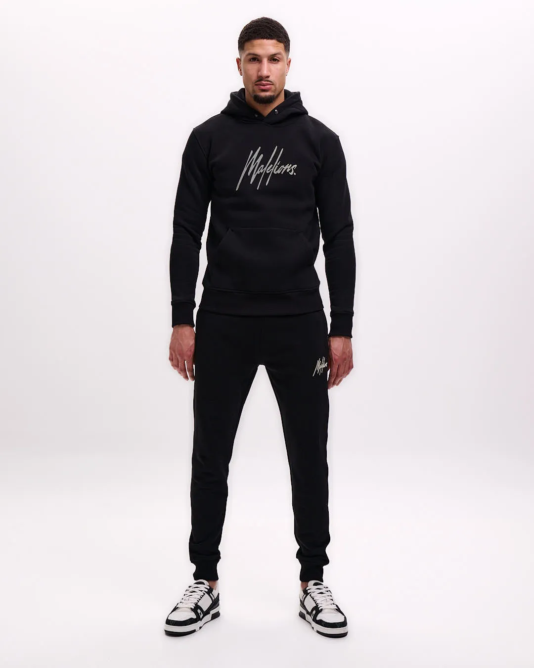 Malelions Men Striped Signature Hoodie | Black