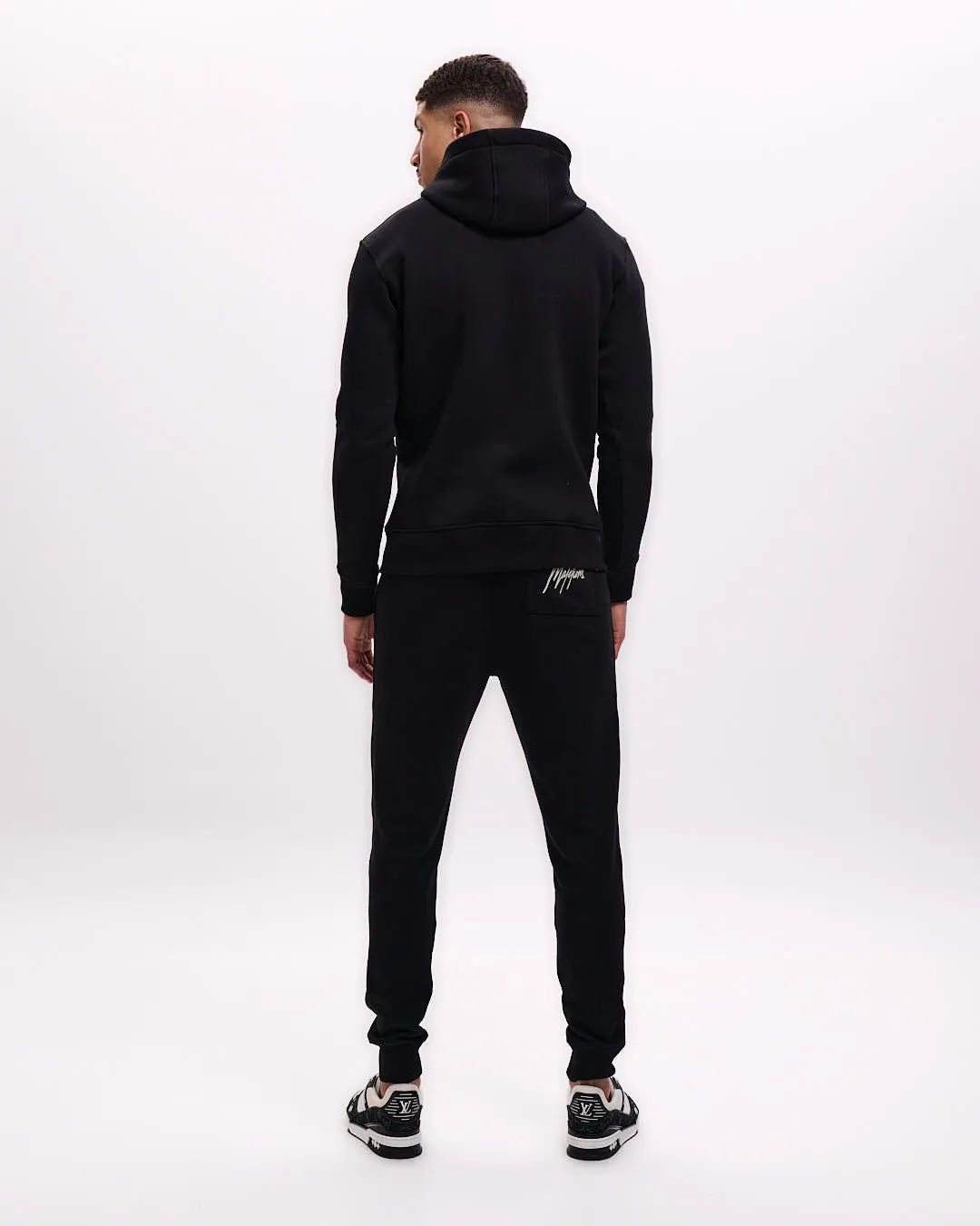 Malelions Men Striped Signature Hoodie | Black