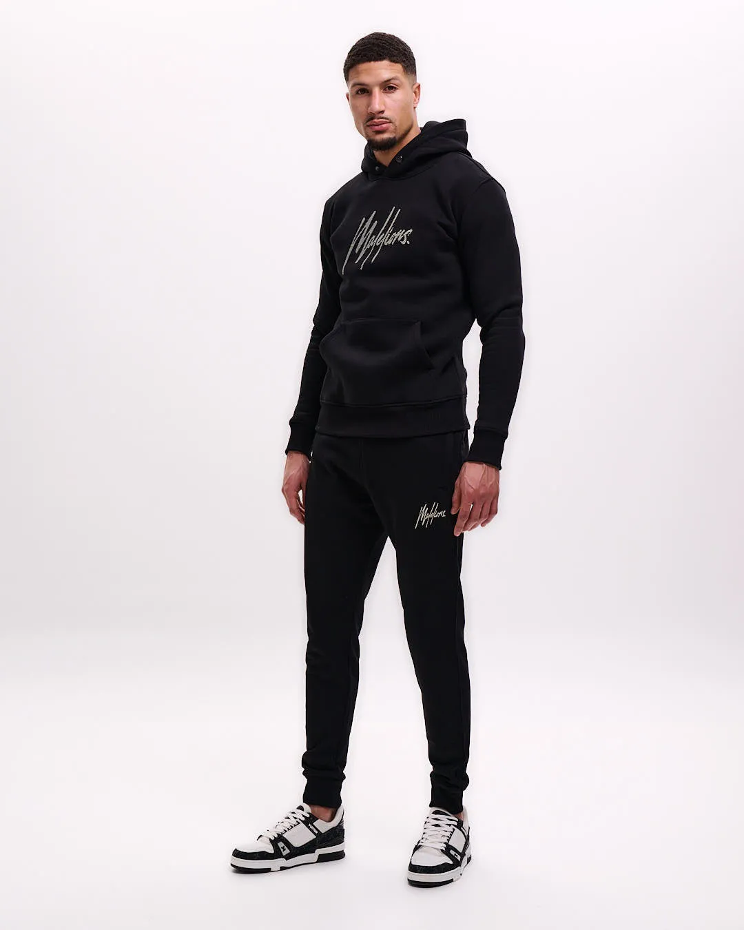 Malelions Men Striped Signature Hoodie | Black