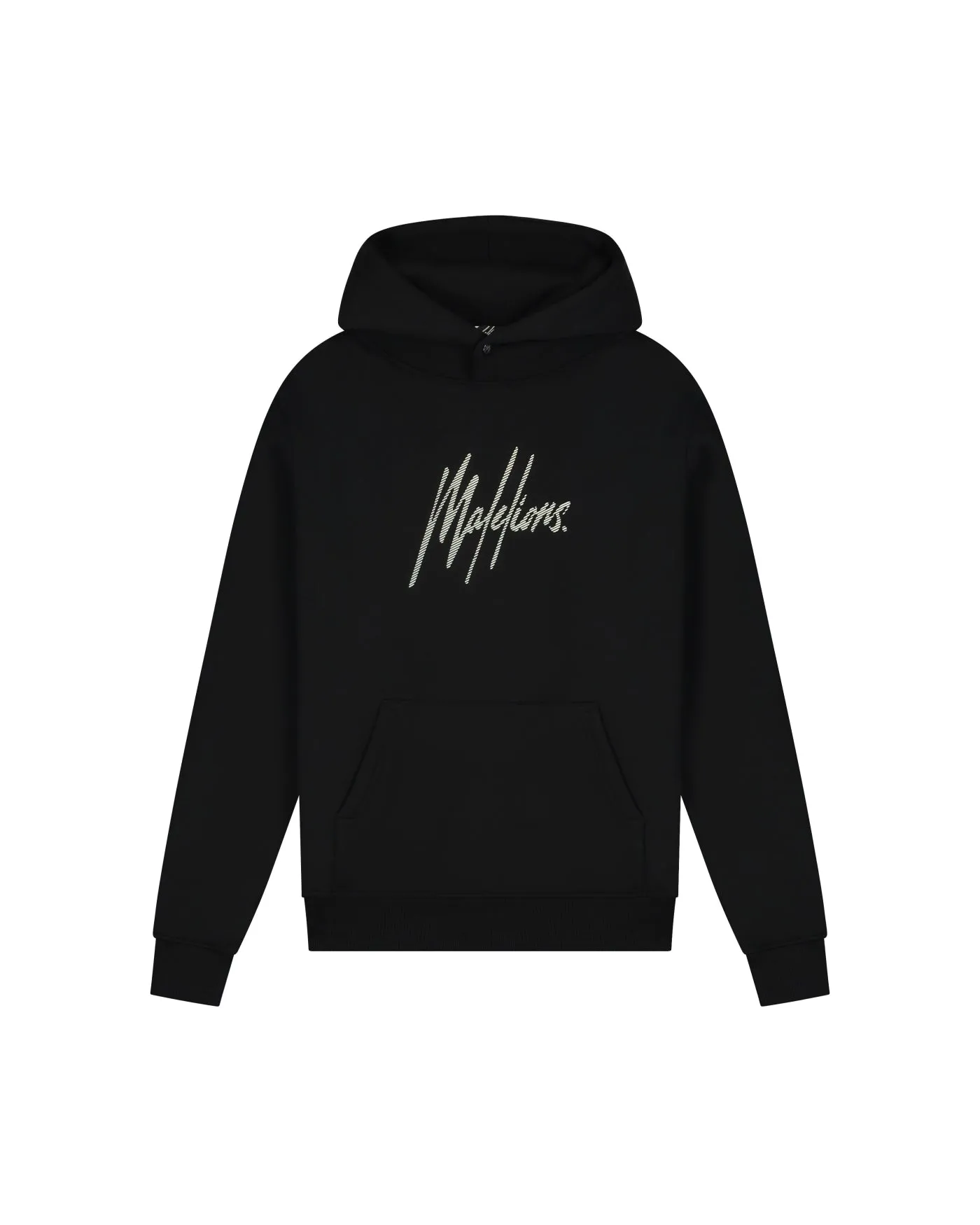 Malelions Men Striped Signature Hoodie | Black