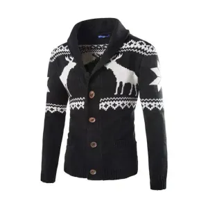 Men's fawn Deer Button Christmas cardigan sweater
