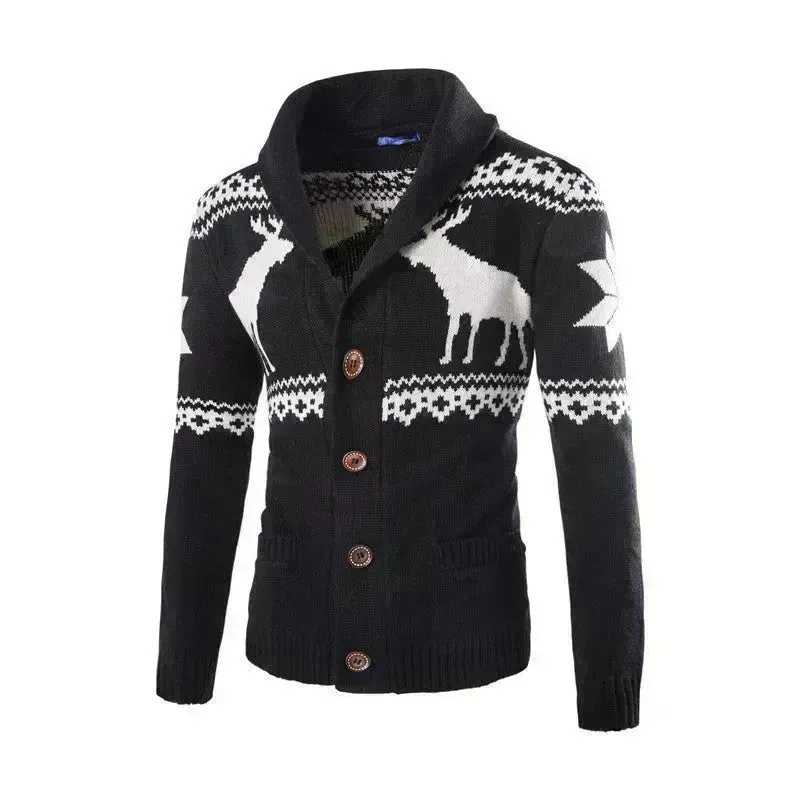 Men's fawn Deer Button Christmas cardigan sweater