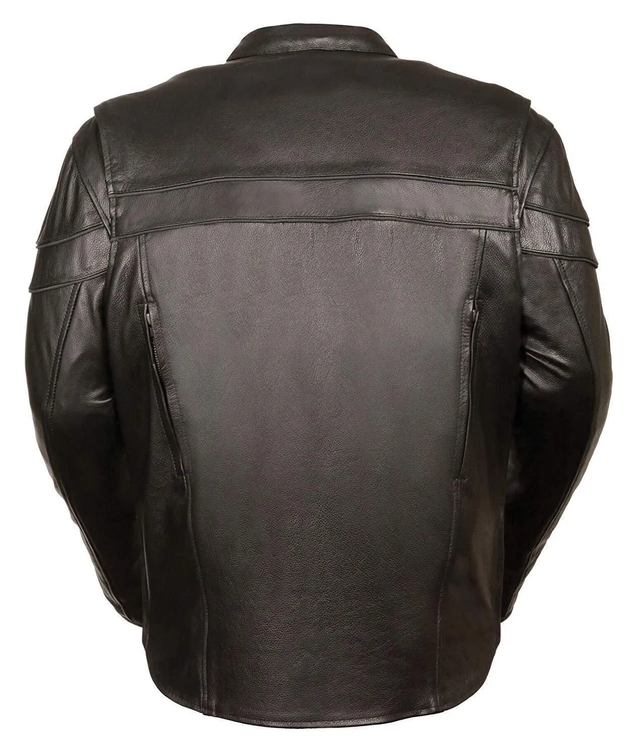 Milwaukee Leather Men's Sporty Crossover Black Leather Scooter Jacket with Gun Pocket