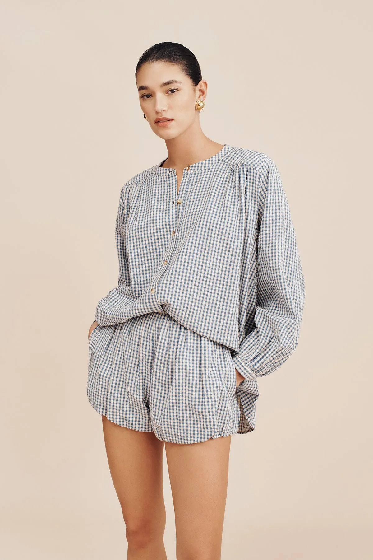 MIRA SHIRT - BLUE GINGHAM
