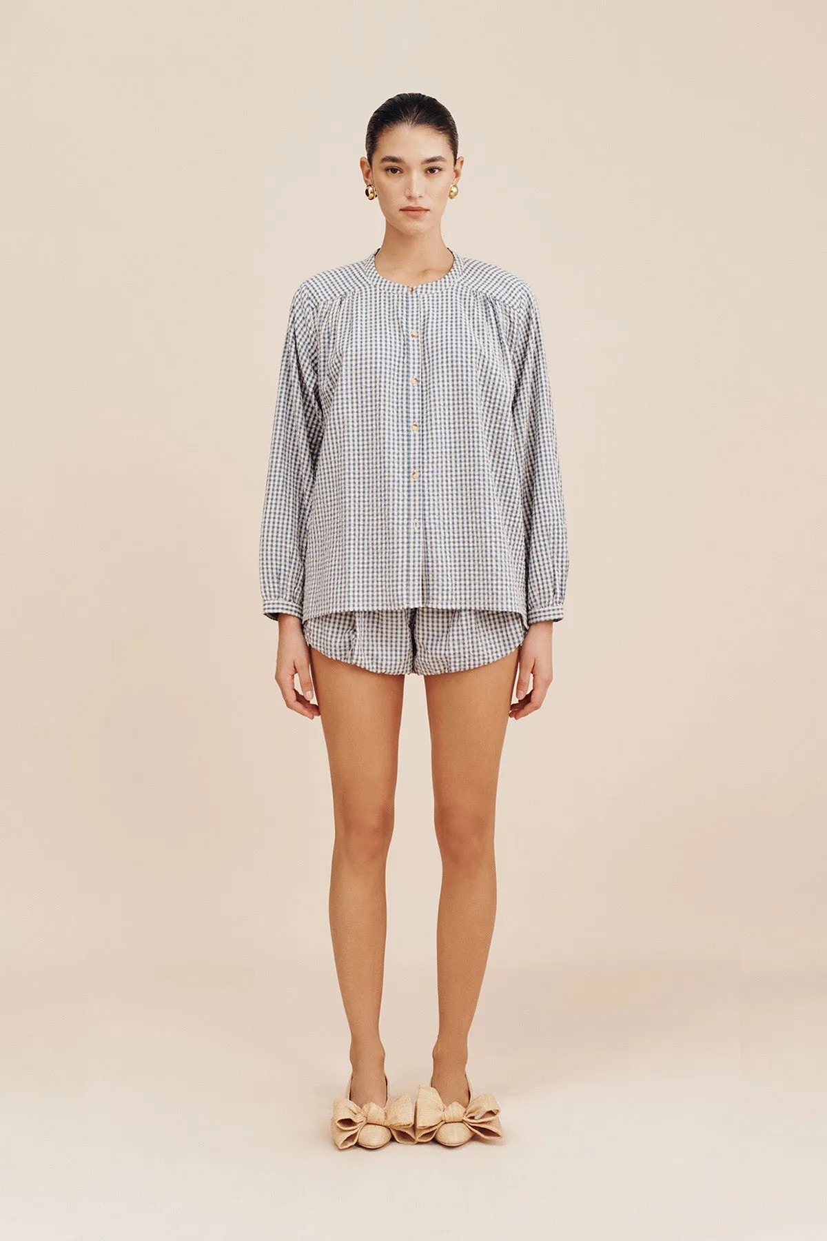 MIRA SHIRT - BLUE GINGHAM
