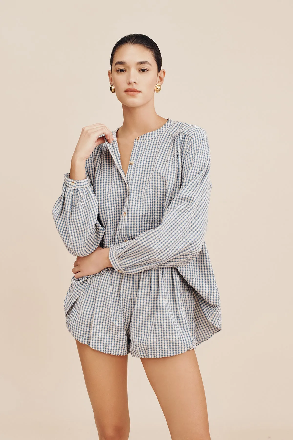 MIRA SHIRT - BLUE GINGHAM