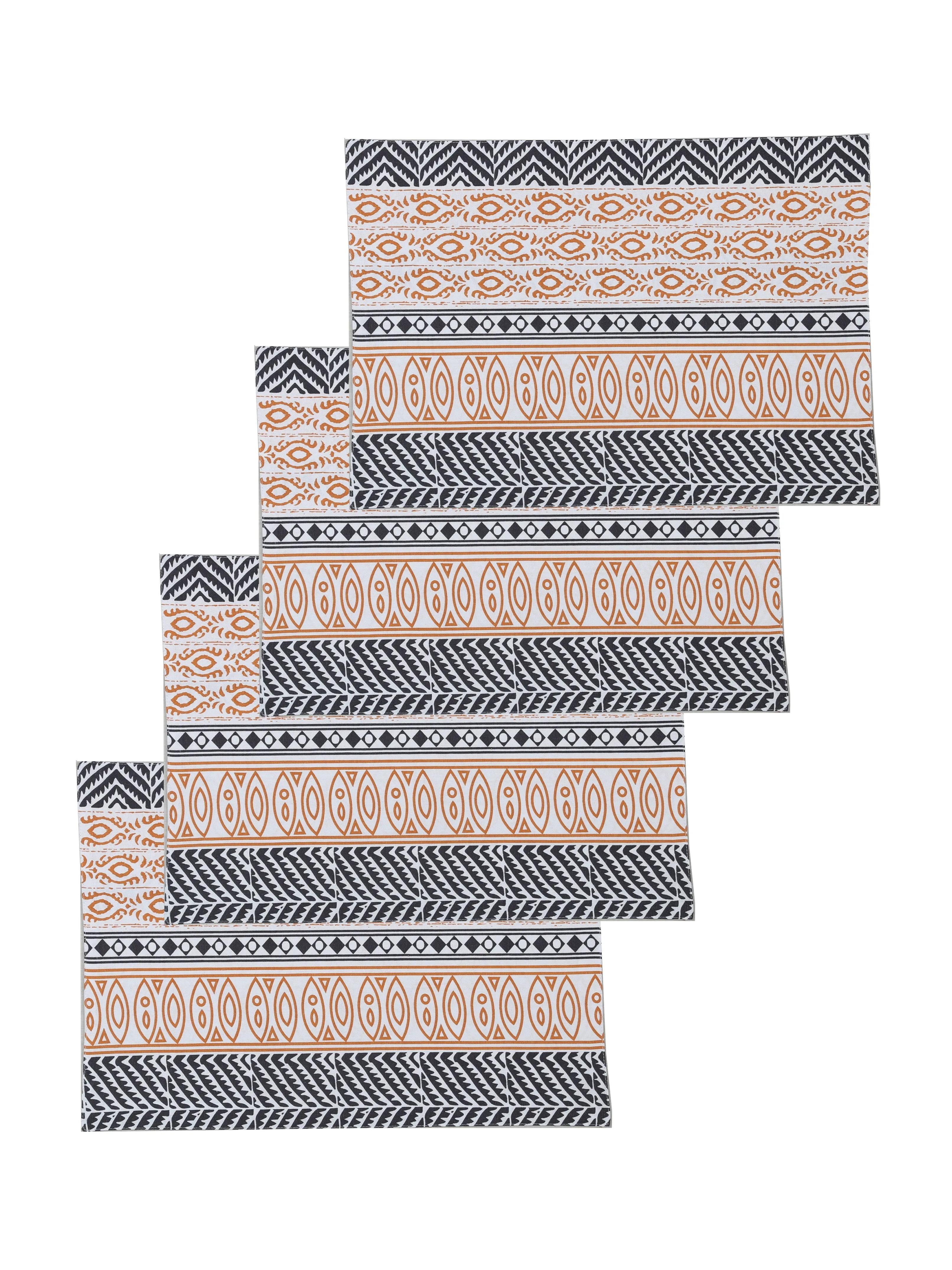 Nakshi - Set Of 4 Placemats (Orange)