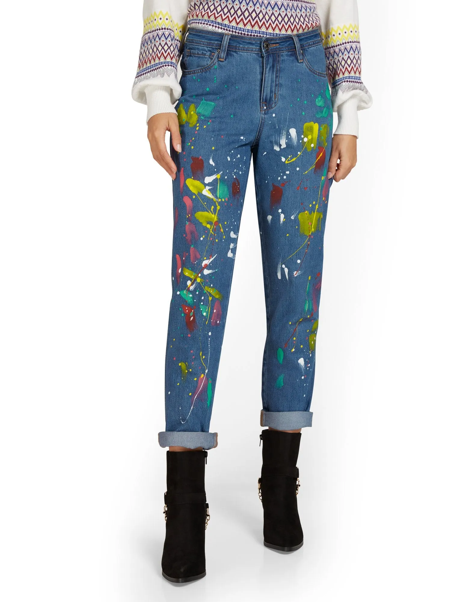 Paint Splatter Boyfriend Jeans