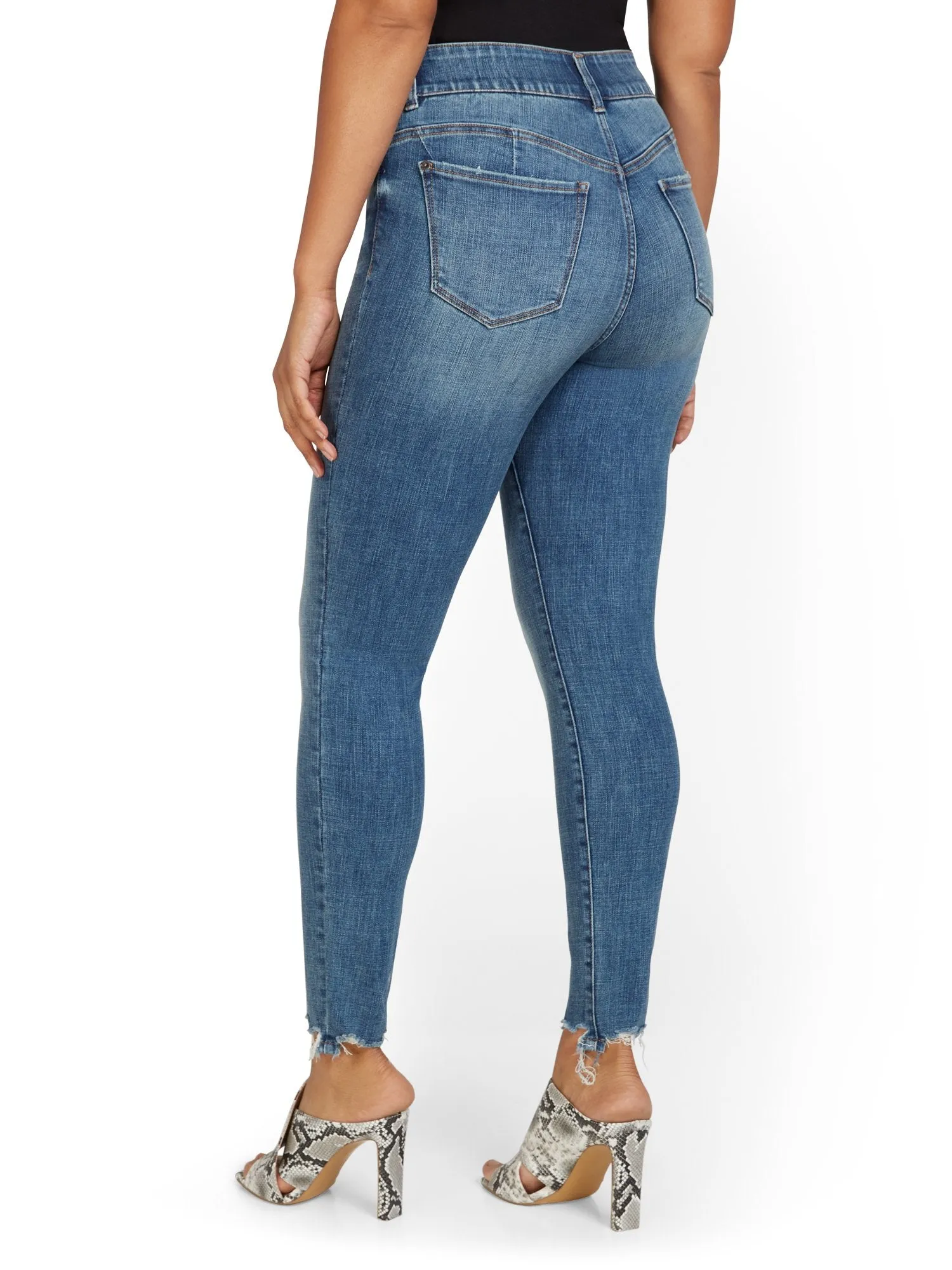 Petite Mya Curvy High-Waisted Super-Skinny Jeans - Medium Wash